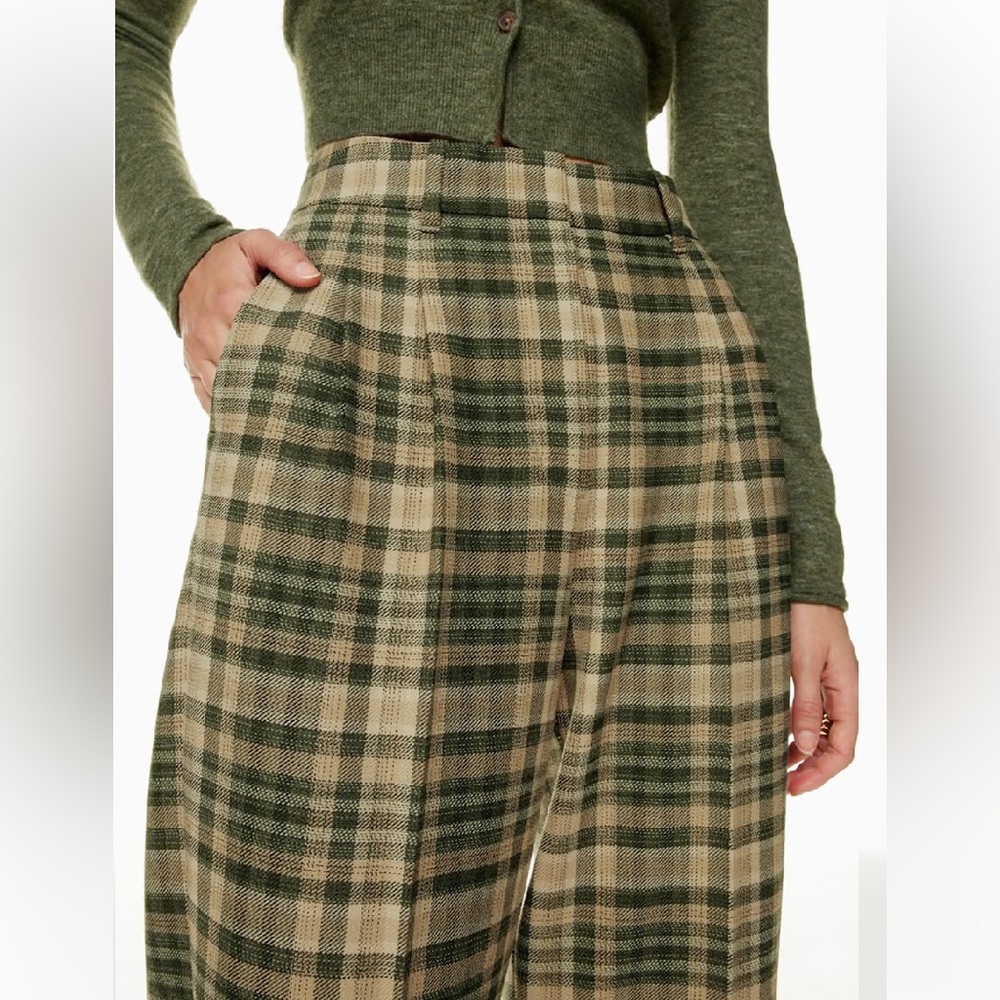 Aritzia Wilfred High Waisted Wool Blend Plaid Carnaby Carrot Ankle Pants Size 0 - Picture 3 of 14